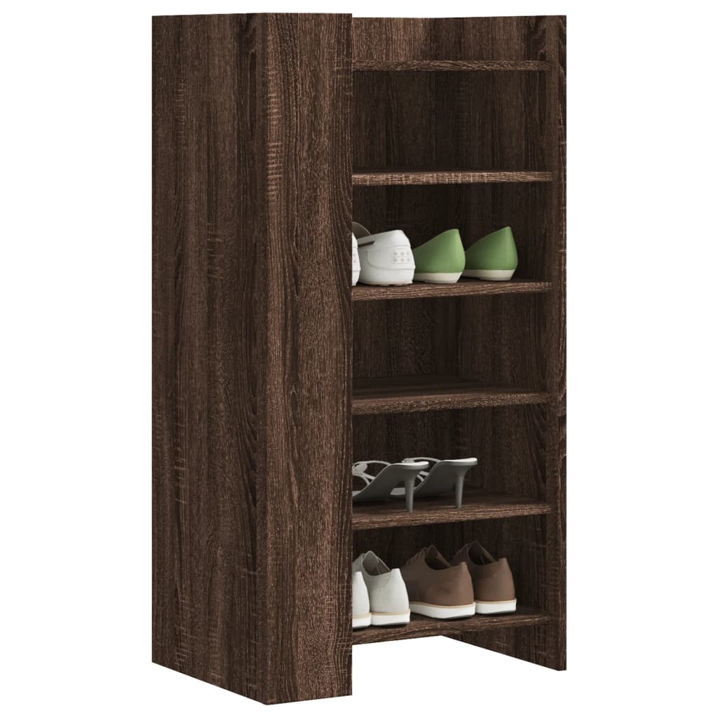 Shoe cabinet, brown oak, 52x37.5x100cm, engineered wood