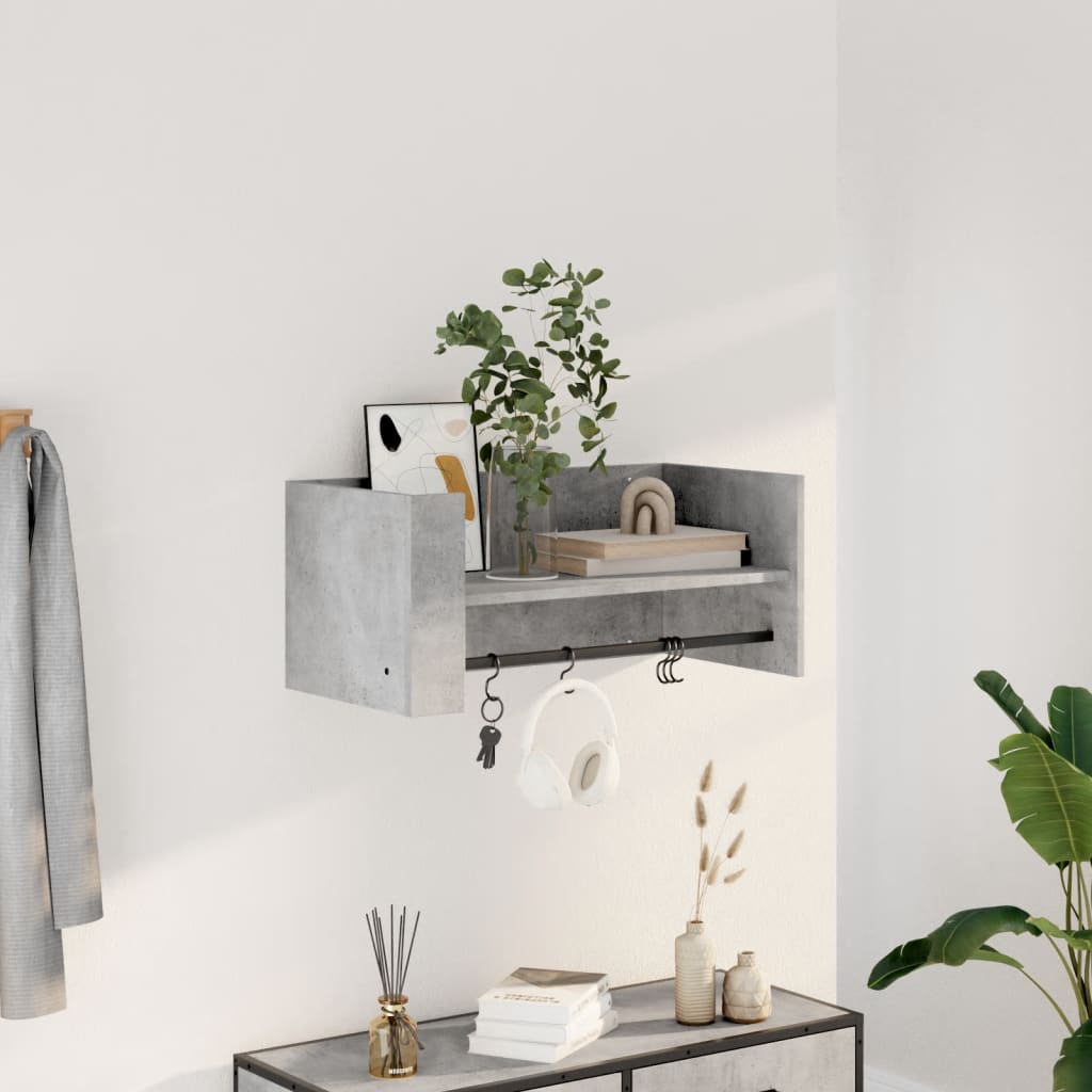 Wall shelf, concrete gray, 70.5x35x30.5cm, engineered wood
