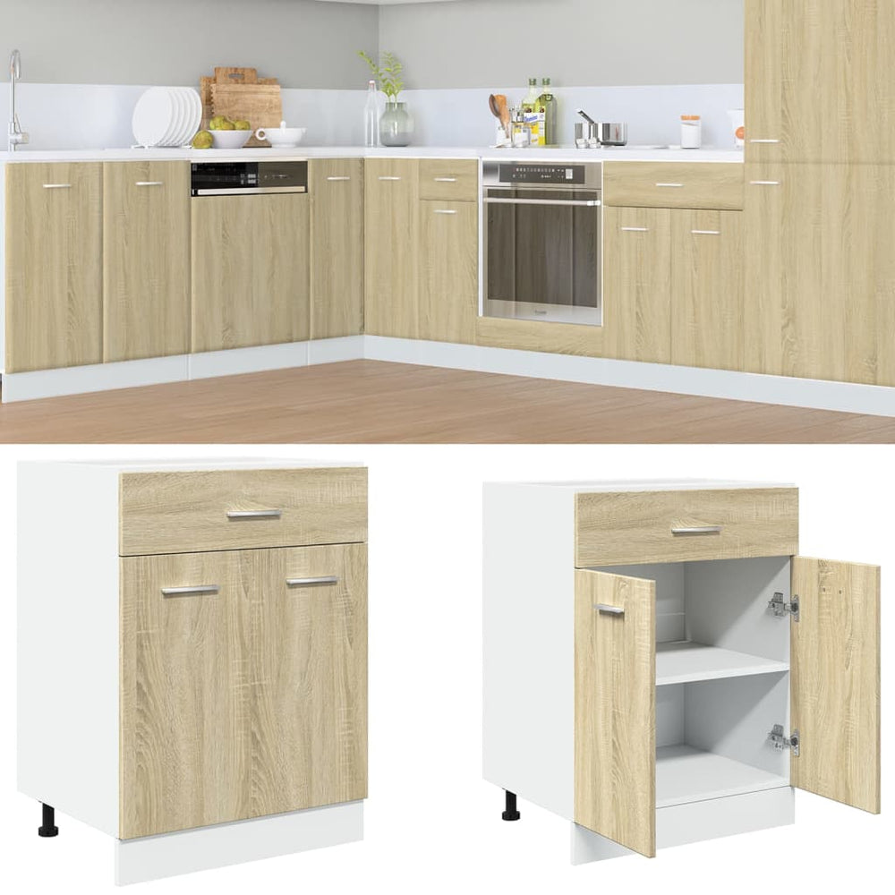 Base cabinet with drawer, "Lyon", oak, 60x46x81.5cm