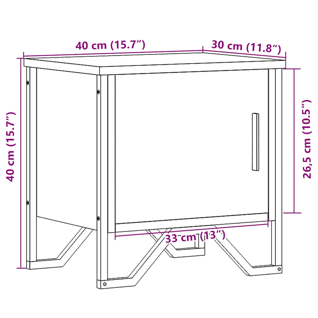 Bedside tables, 2 pcs., black, 40x30x40cm, particle board