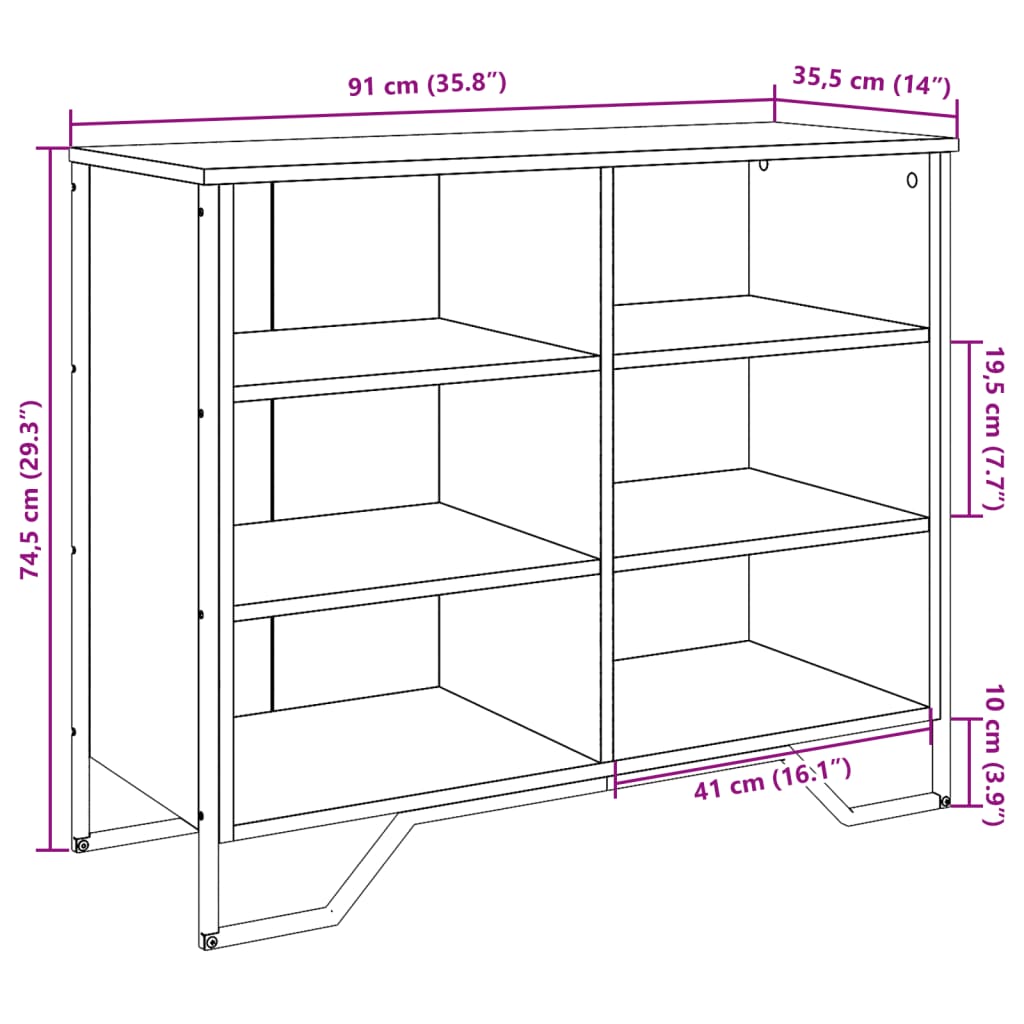 Sideboard, smoke oak, 91x35.5x74.5cm, wood