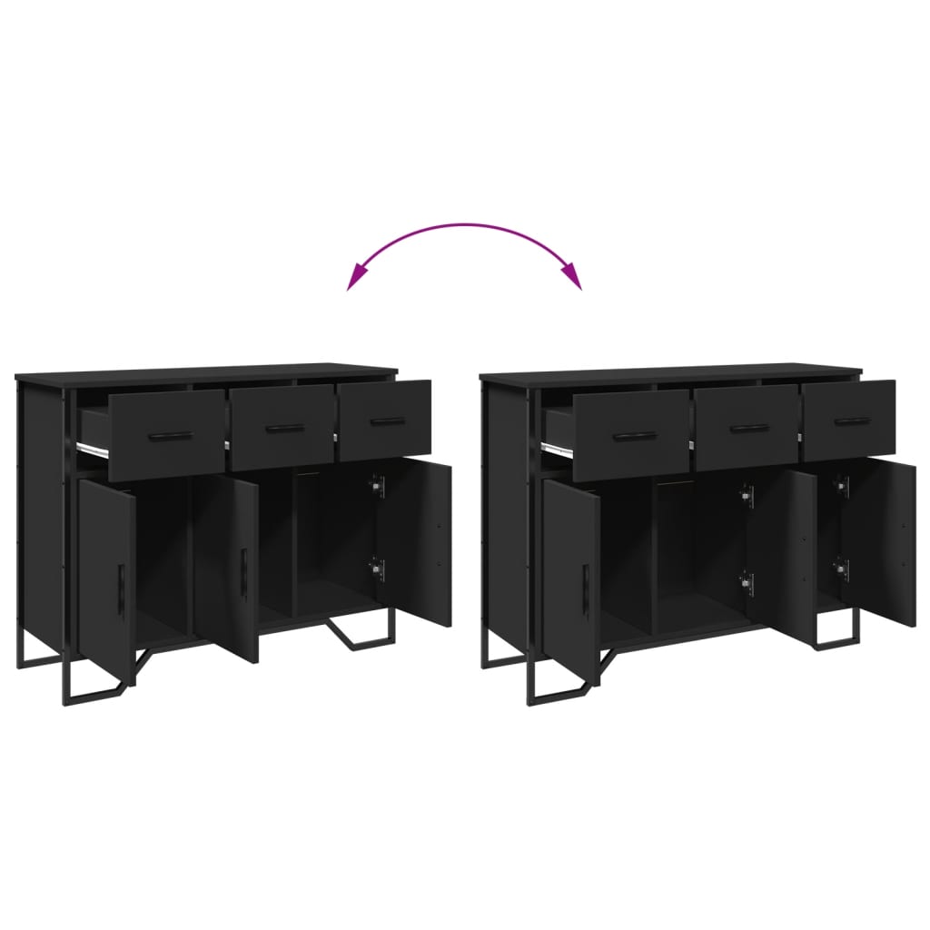 Sideboard, black, 97x32.5x74.5cm, engineered wood