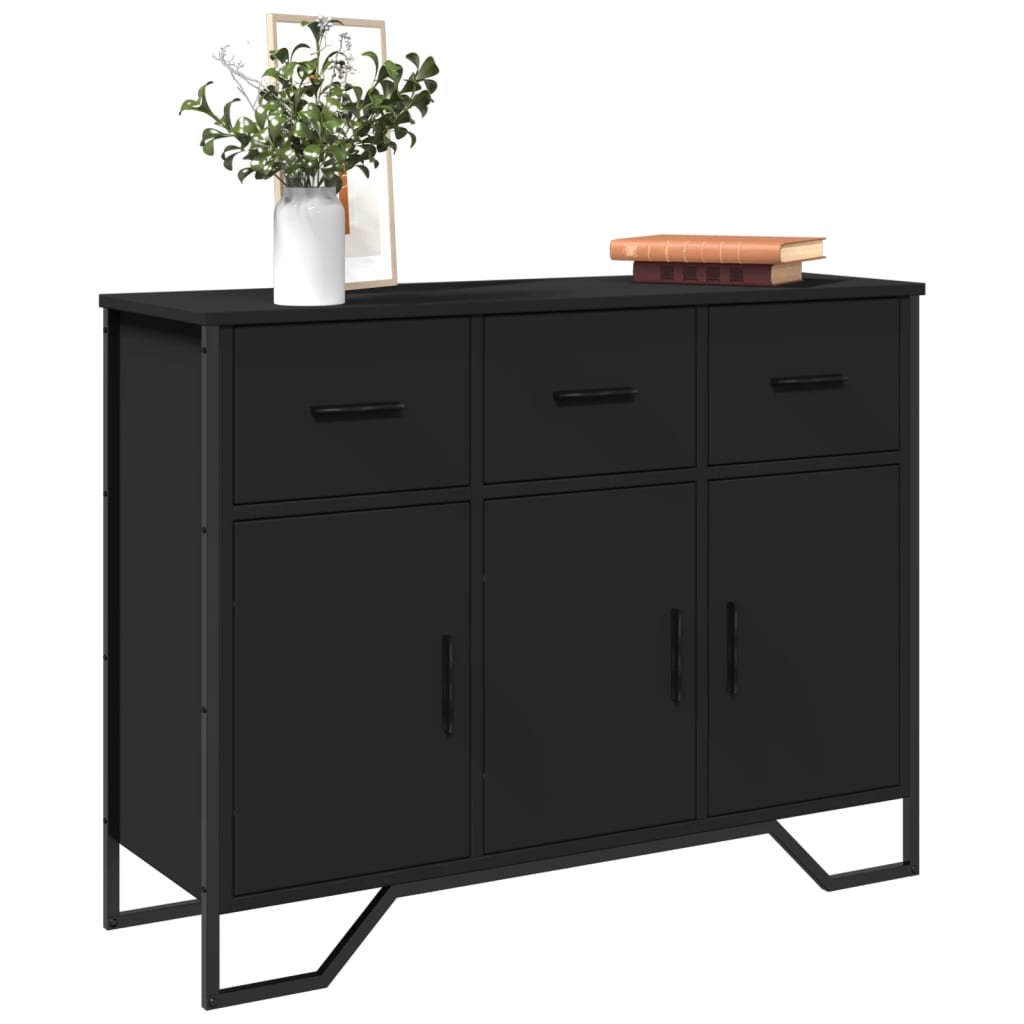 Sideboard, black, 97x32.5x74.5cm, engineered wood