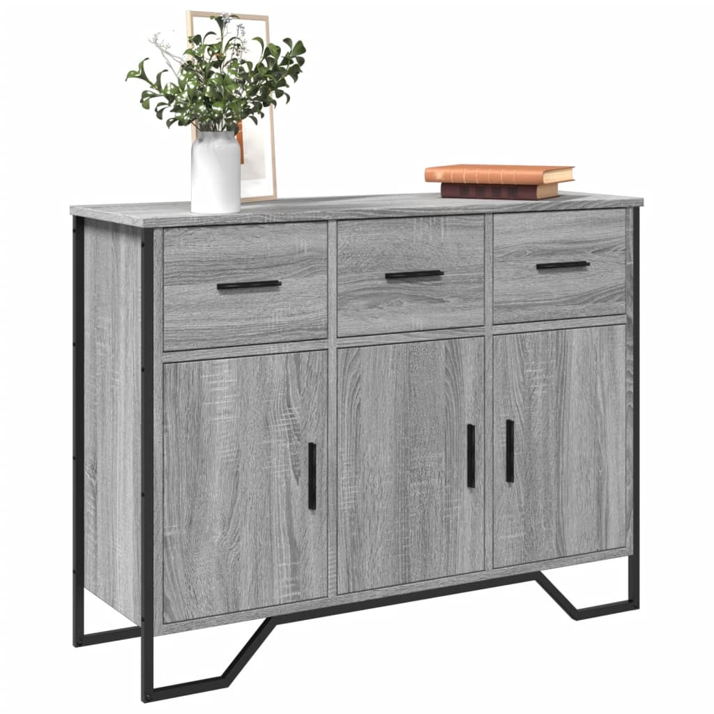 Sideboard, gray oak, 97x32.5x74.5cm, engineered wood