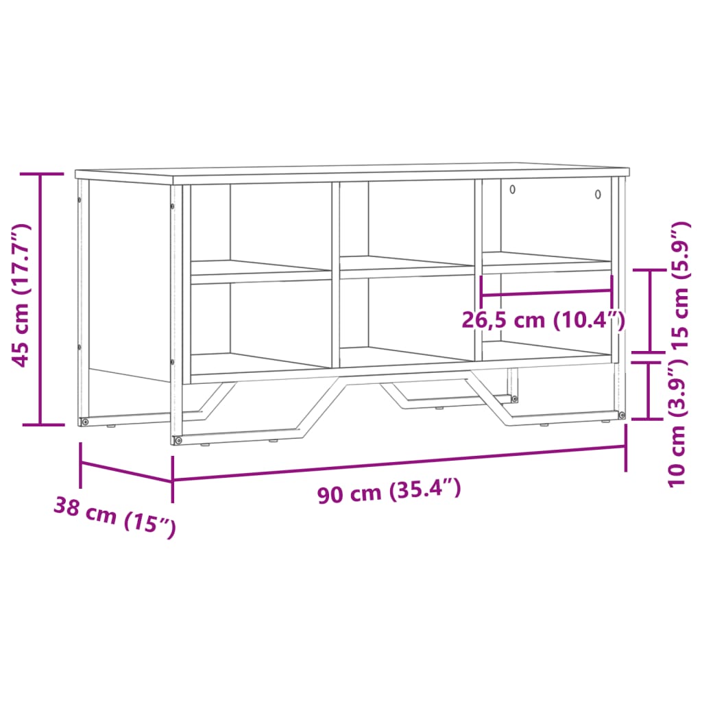 Shoe cabinet, sonoma oak, 90x38x45.5cm, engineered wood