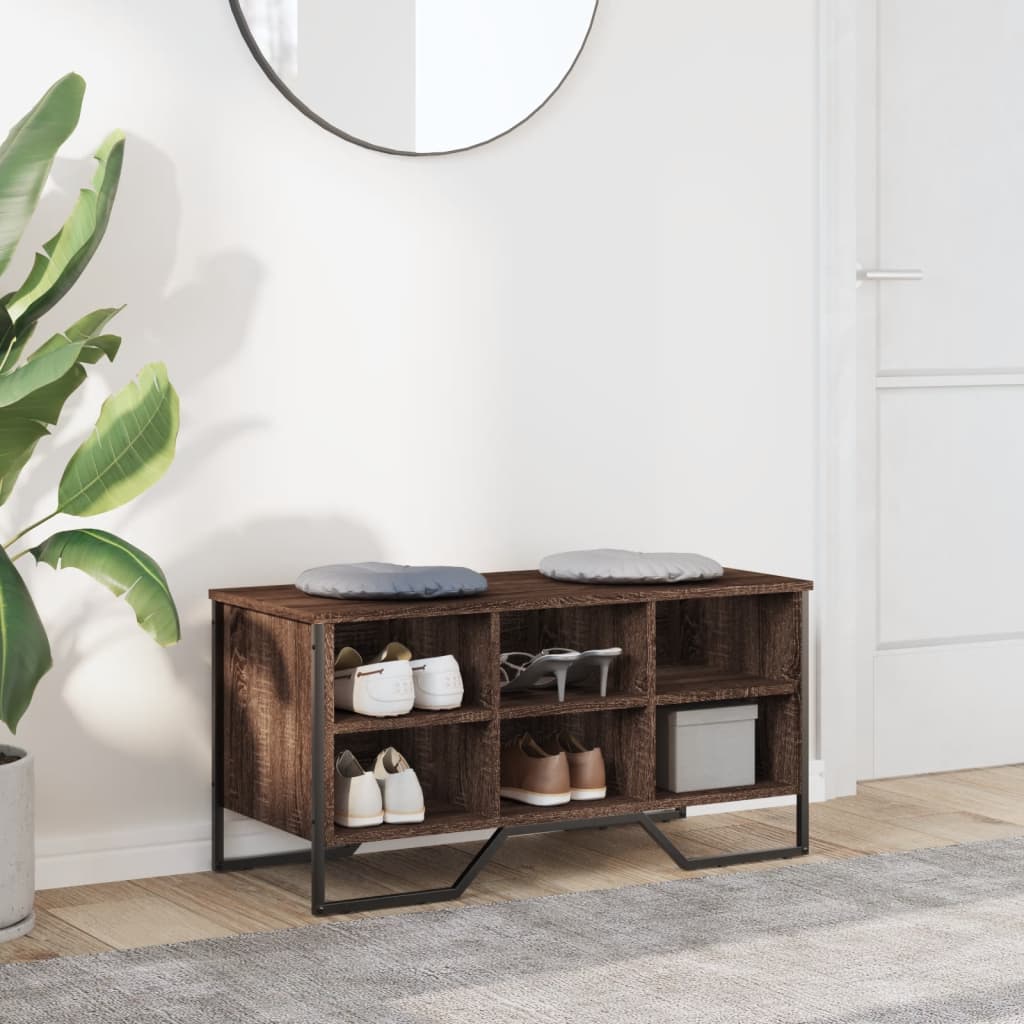Shoe cabinet, brown oak, 90x38x45.5cm, engineered wood