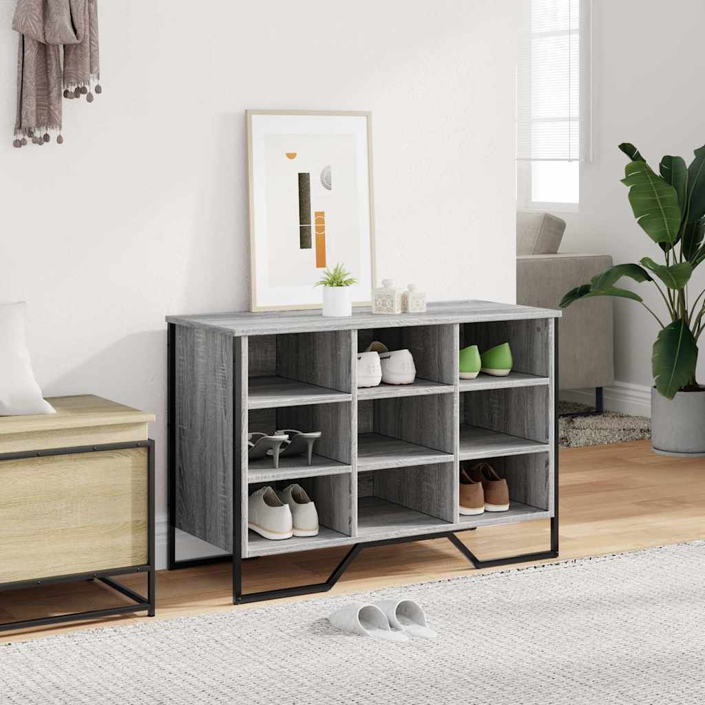 Shoe cabinet, grey oak, 90x38x61.5cm, engineered wood