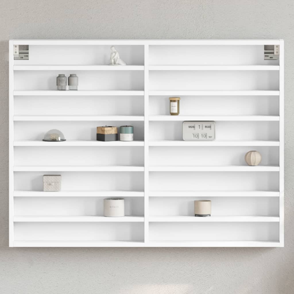 Display cabinet, white, 100x8.5x75cm, treated wood