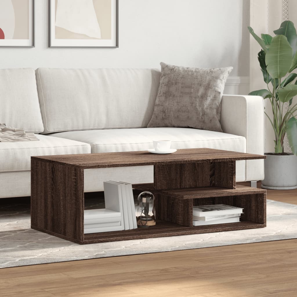 Coffee table, brown oak, 102x55x35cm, engineered wood