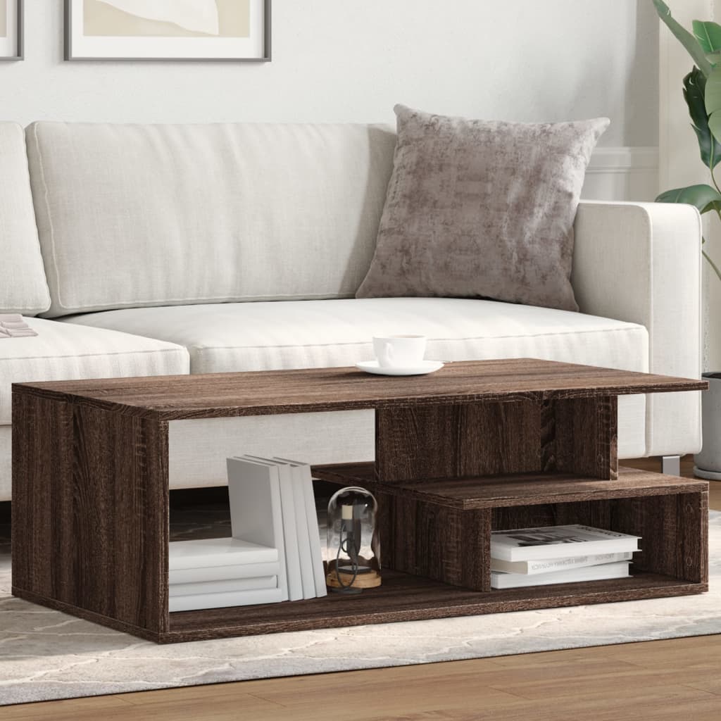 Coffee table, brown oak, 102x55x35cm, engineered wood