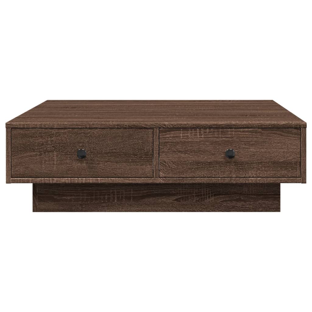 Coffee table, brown oak, 90x90x28cm, engineered wood