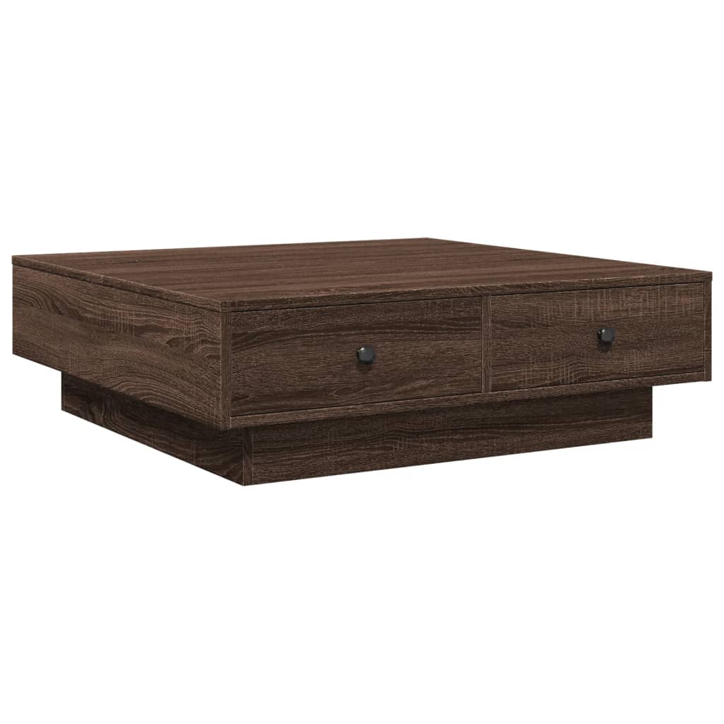 Coffee table, brown oak, 90x90x28cm, engineered wood
