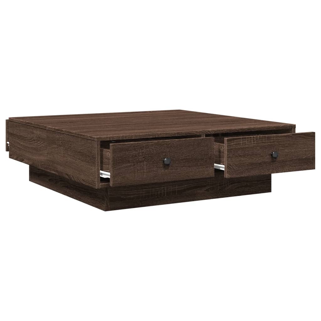 Coffee table, brown oak, 90x90x28cm, engineered wood