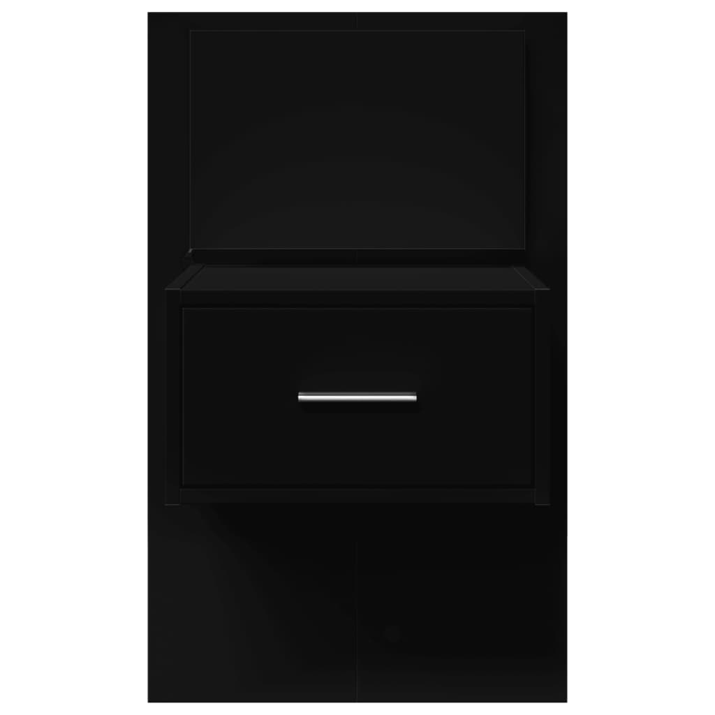 Wall-mounted nightstand with LED, black