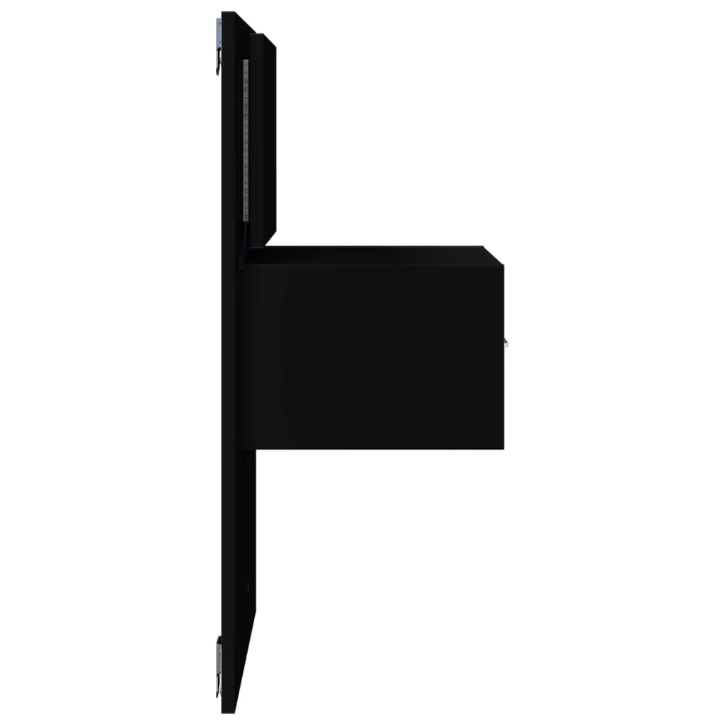 Wall-mounted nightstand with LED, black