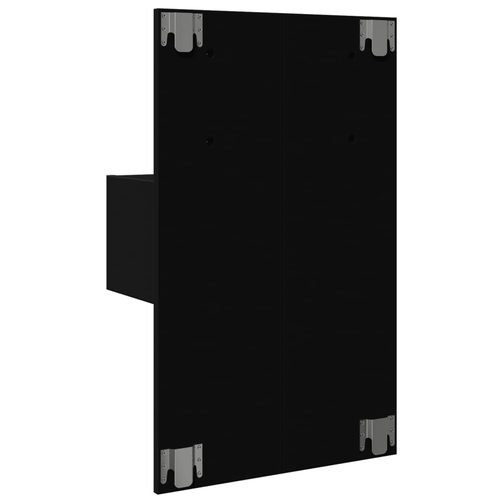 Wall-mounted nightstand with LED, black