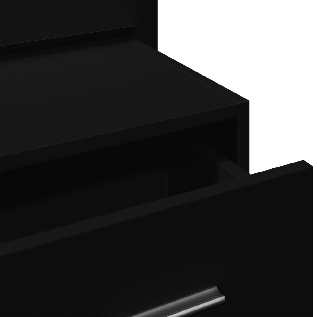 Wall-mounted nightstand with LED, black