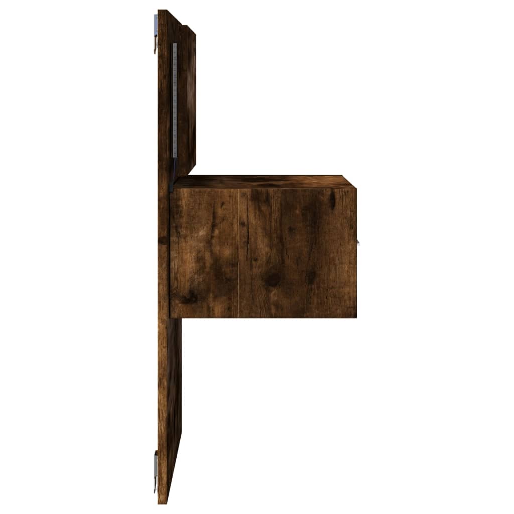 Wall-mounted nightstand with LED, smoked oak