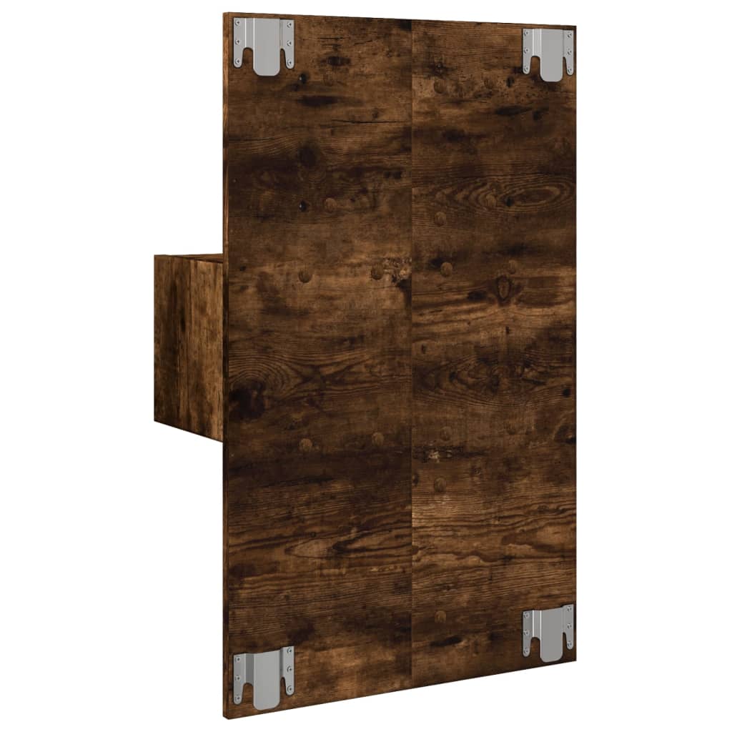 Wall-mounted nightstand with LED, smoked oak