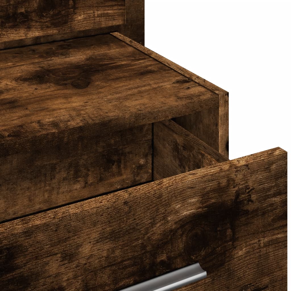 Wall-mounted nightstand with LED, smoked oak