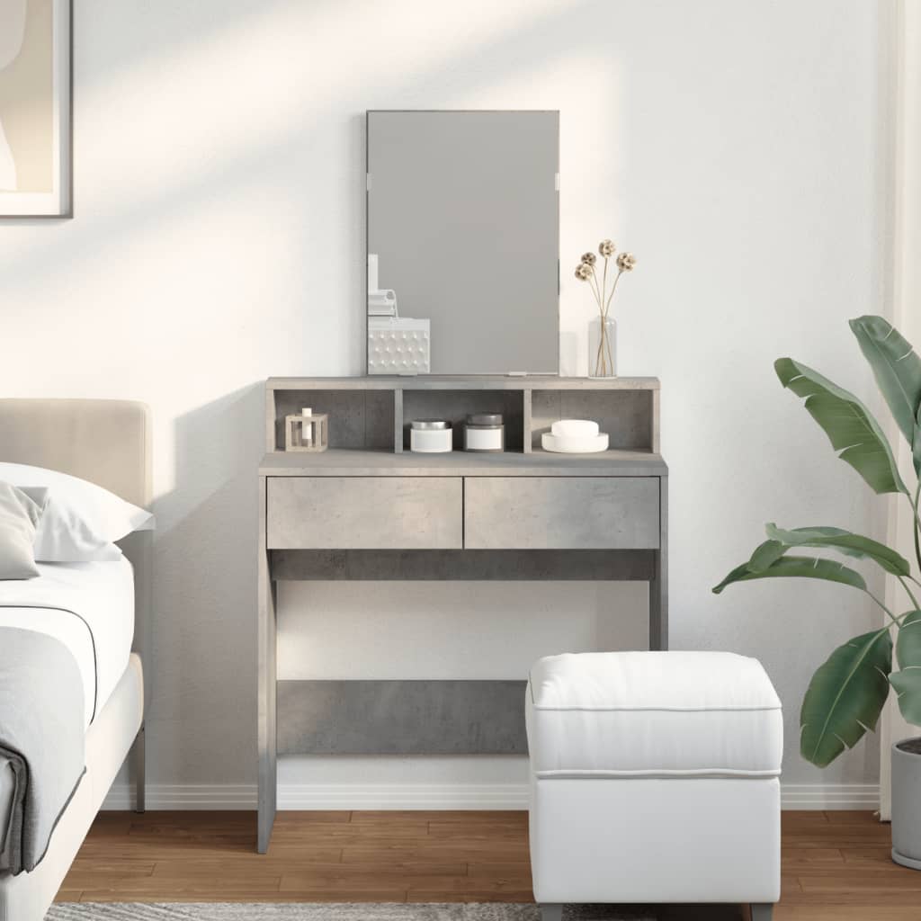 Dressing table with mirror, concrete, 80x41x144.5cm