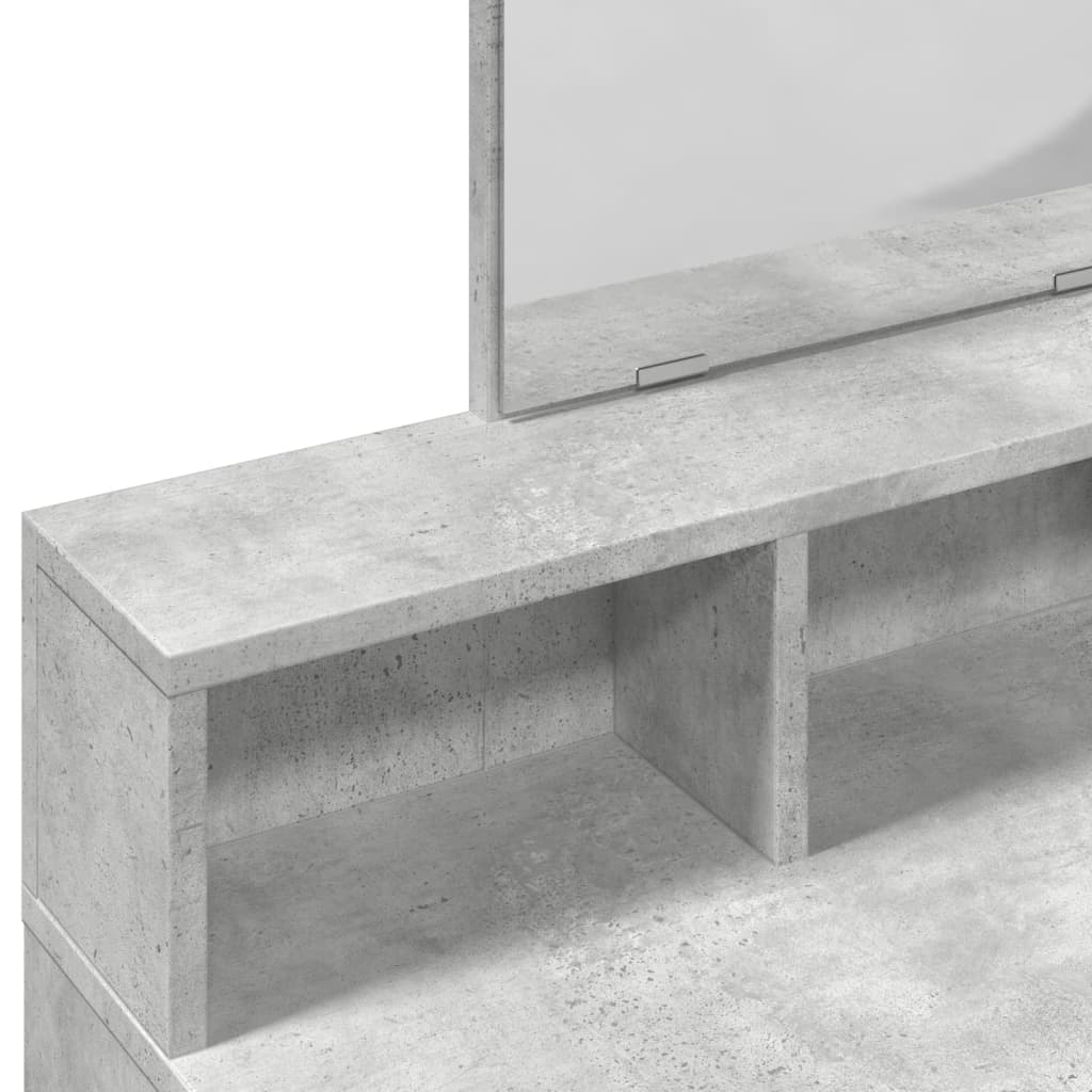 Dressing table with mirror, concrete, 80x41x144.5cm