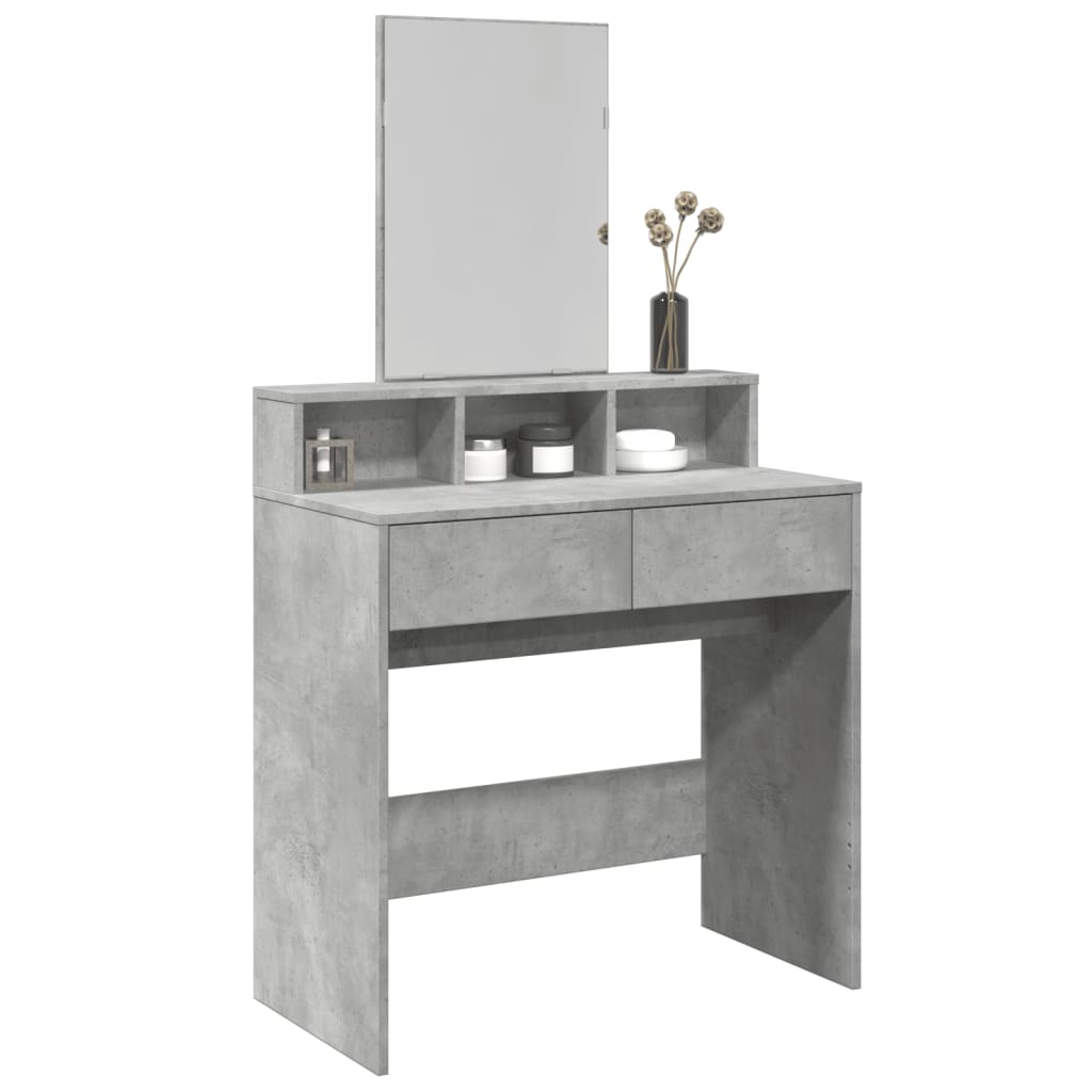 Dressing table with mirror, concrete, 80x41x144.5cm