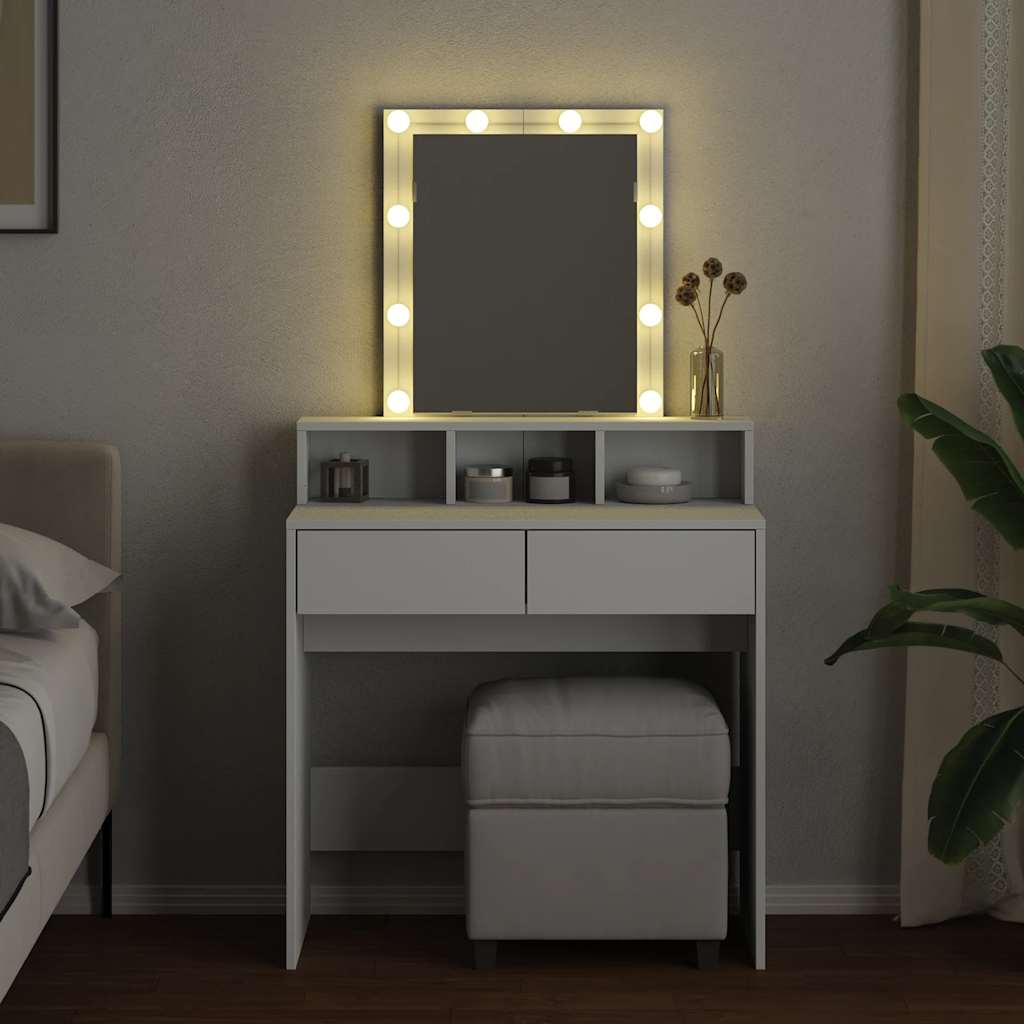 Dressing table with LED, white, 80x41x144.5cm