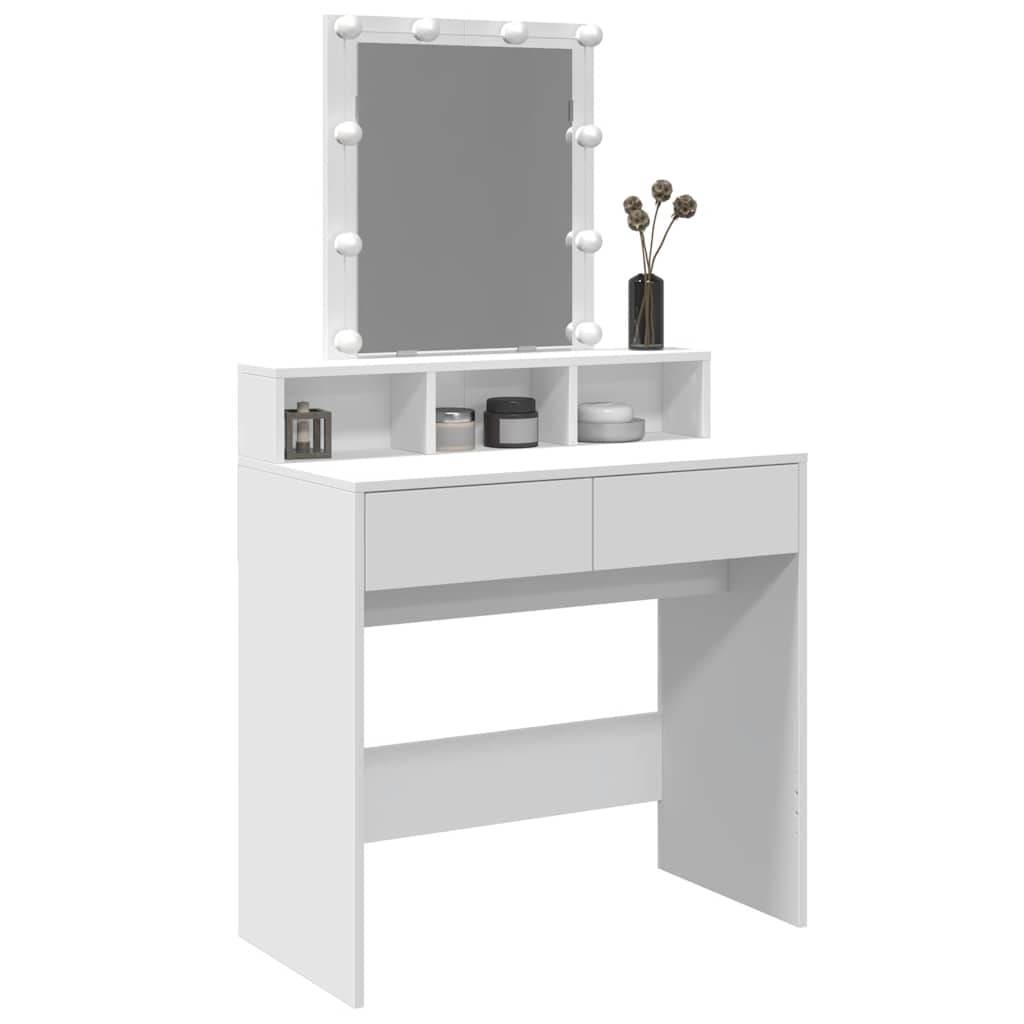 Dressing table with LED, white, 80x41x144.5cm