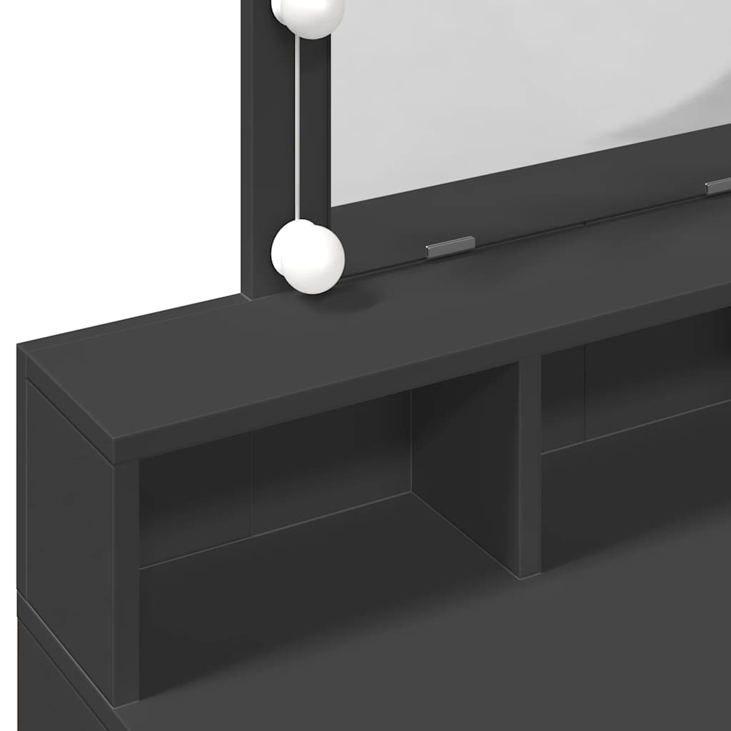Kosmetinis staliukas su LED, juodos spalvos, 80x41x144,5cm