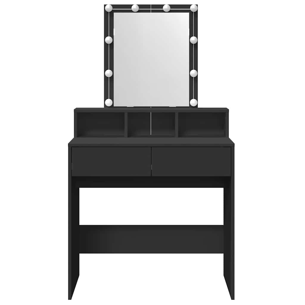 Kosmetinis staliukas su LED, juodos spalvos, 80x41x144,5cm