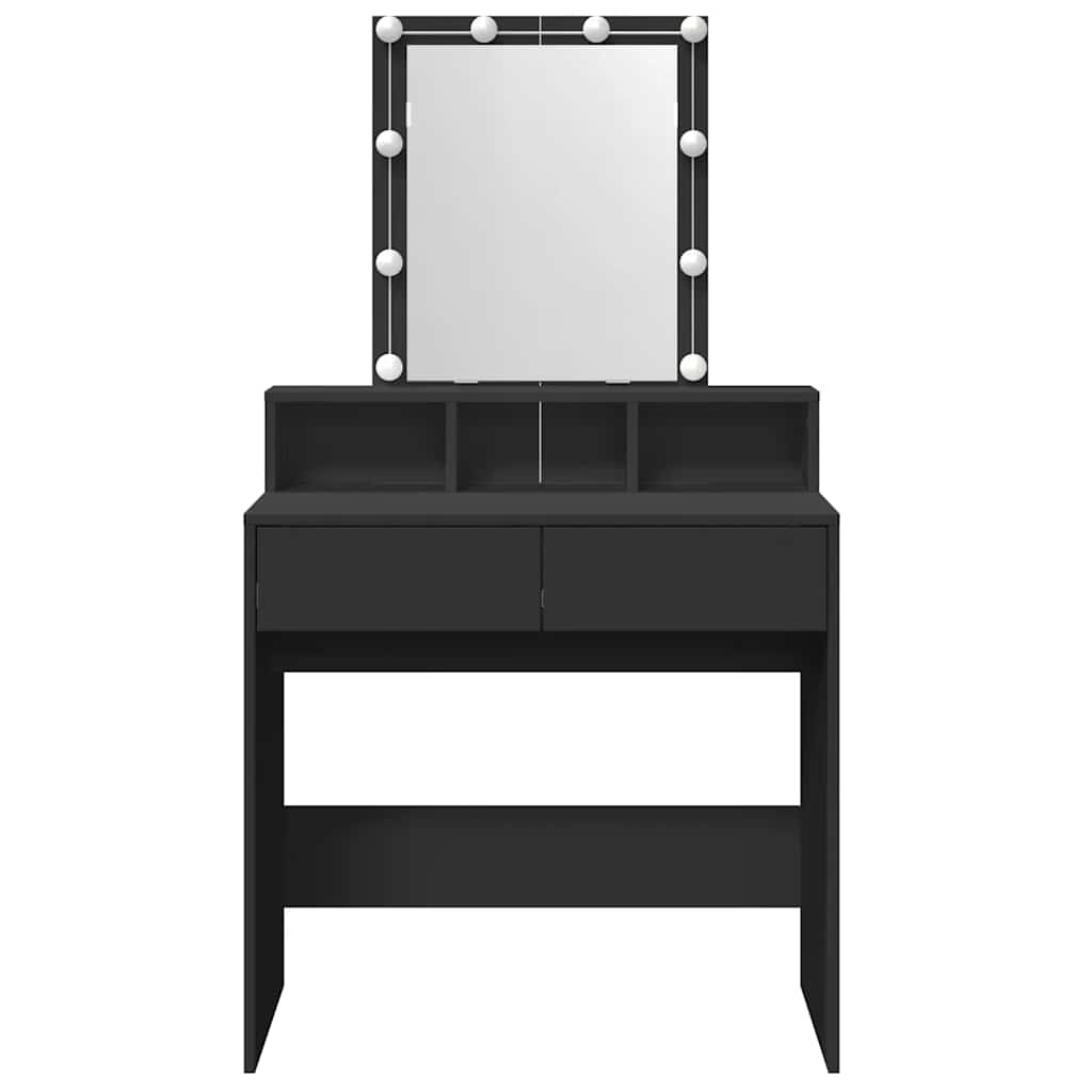 Kosmetinis staliukas su LED, juodos spalvos, 80x41x144,5cm