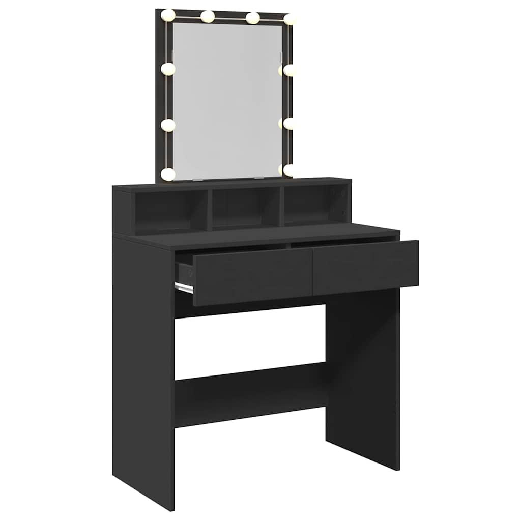 Kosmetinis staliukas su LED, juodos spalvos, 80x41x144,5cm