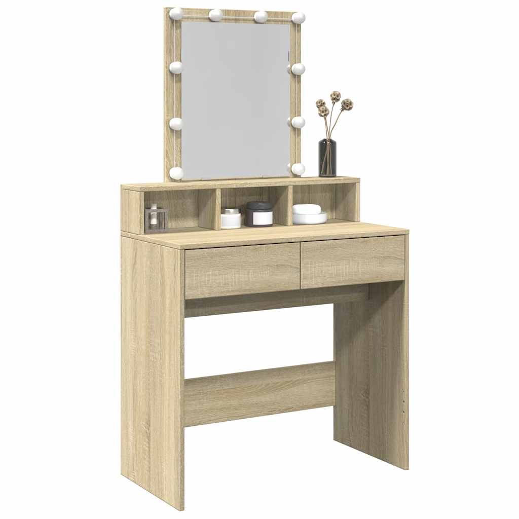 Dressing table with LED, sonoma oak, 80x41x144.5cm
