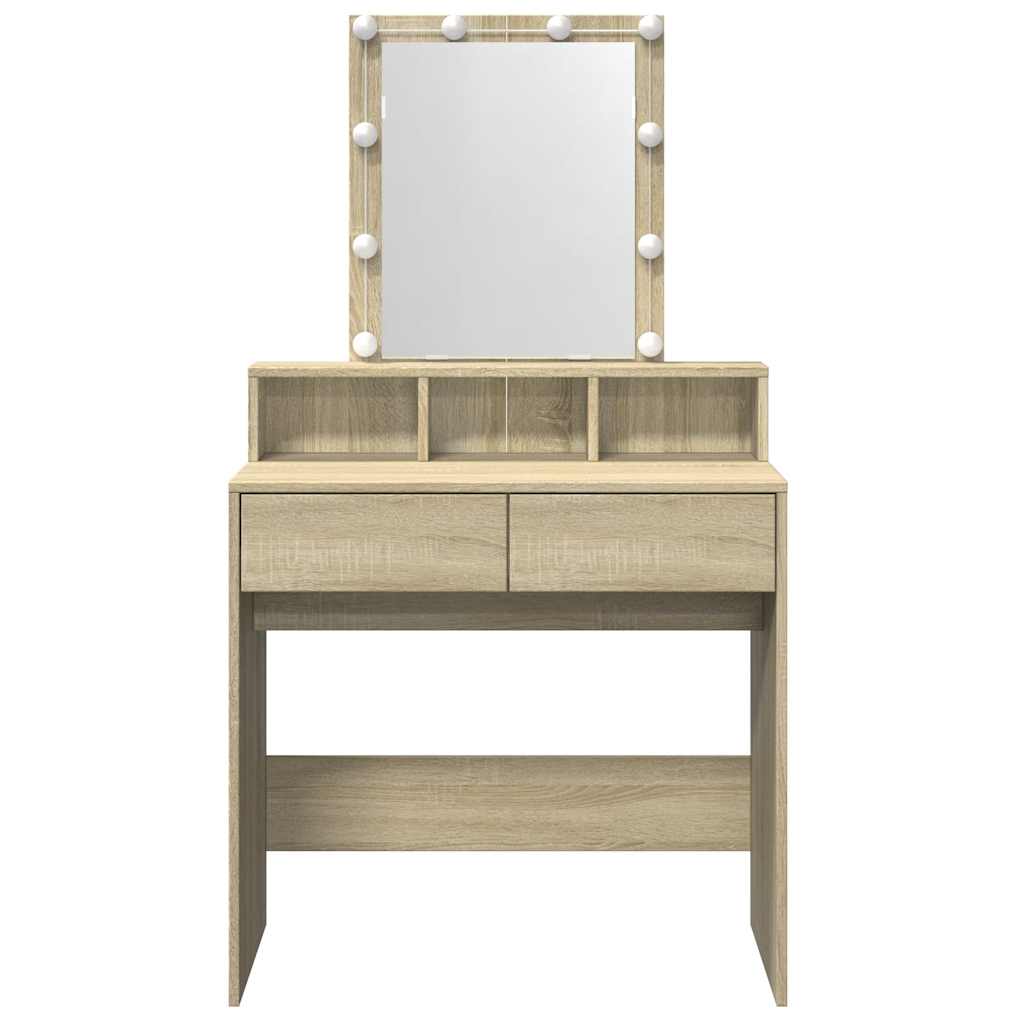 Dressing table with LED, sonoma oak, 80x41x144.5cm