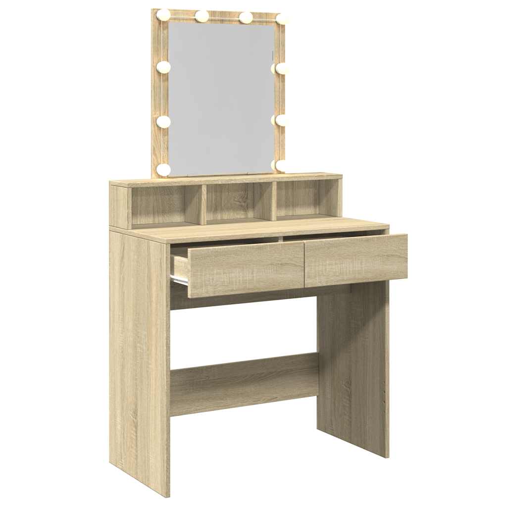 Dressing table with LED, sonoma oak, 80x41x144.5cm