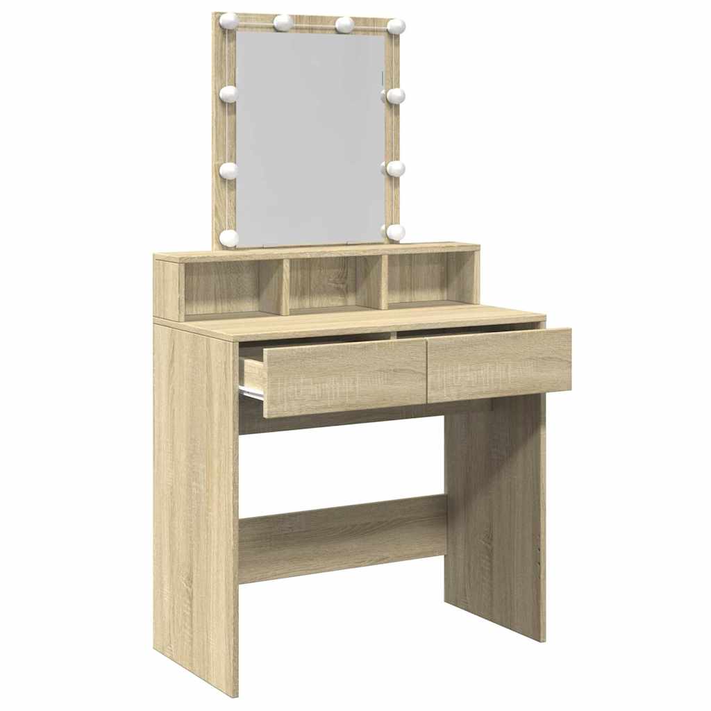 Dressing table with LED, sonoma oak, 80x41x144.5cm