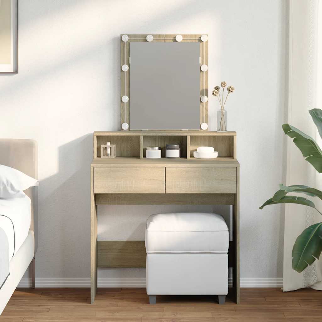 Dressing table with LED, sonoma oak, 80x41x144.5cm