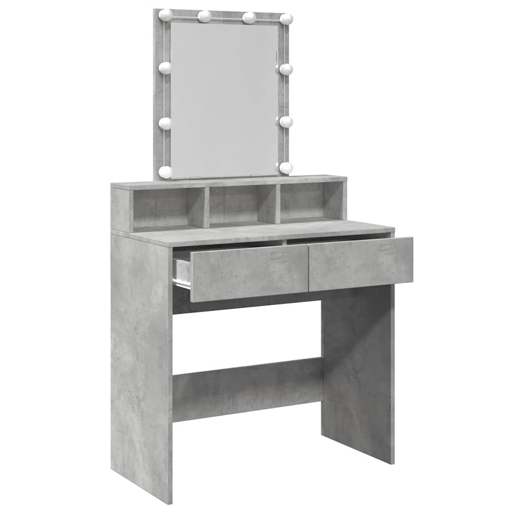 Kosmetinis staliukas su LED, betono pilkas, 80x41x144,5cm