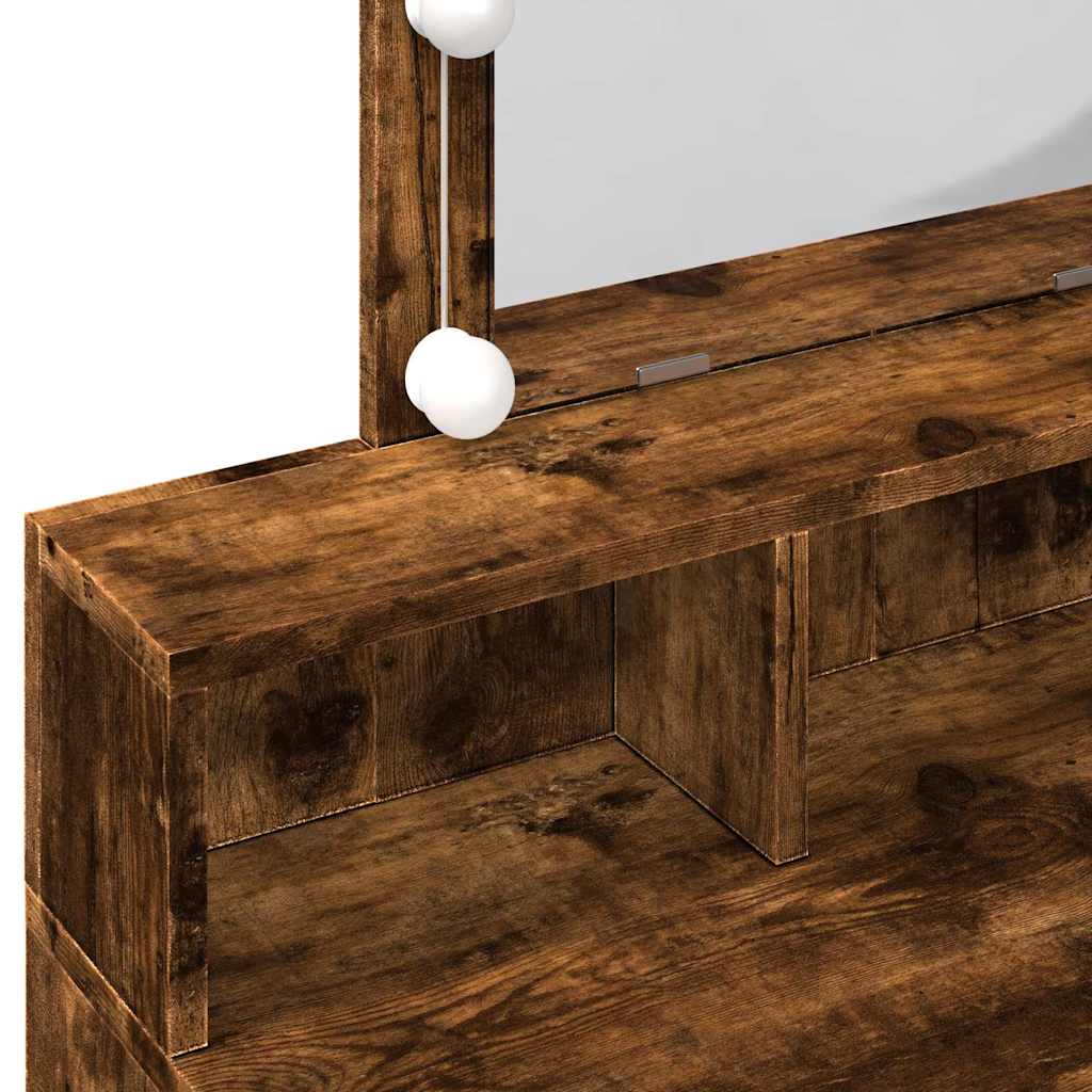 Dressing table with LED, smoked oak, 80x41x144.5cm