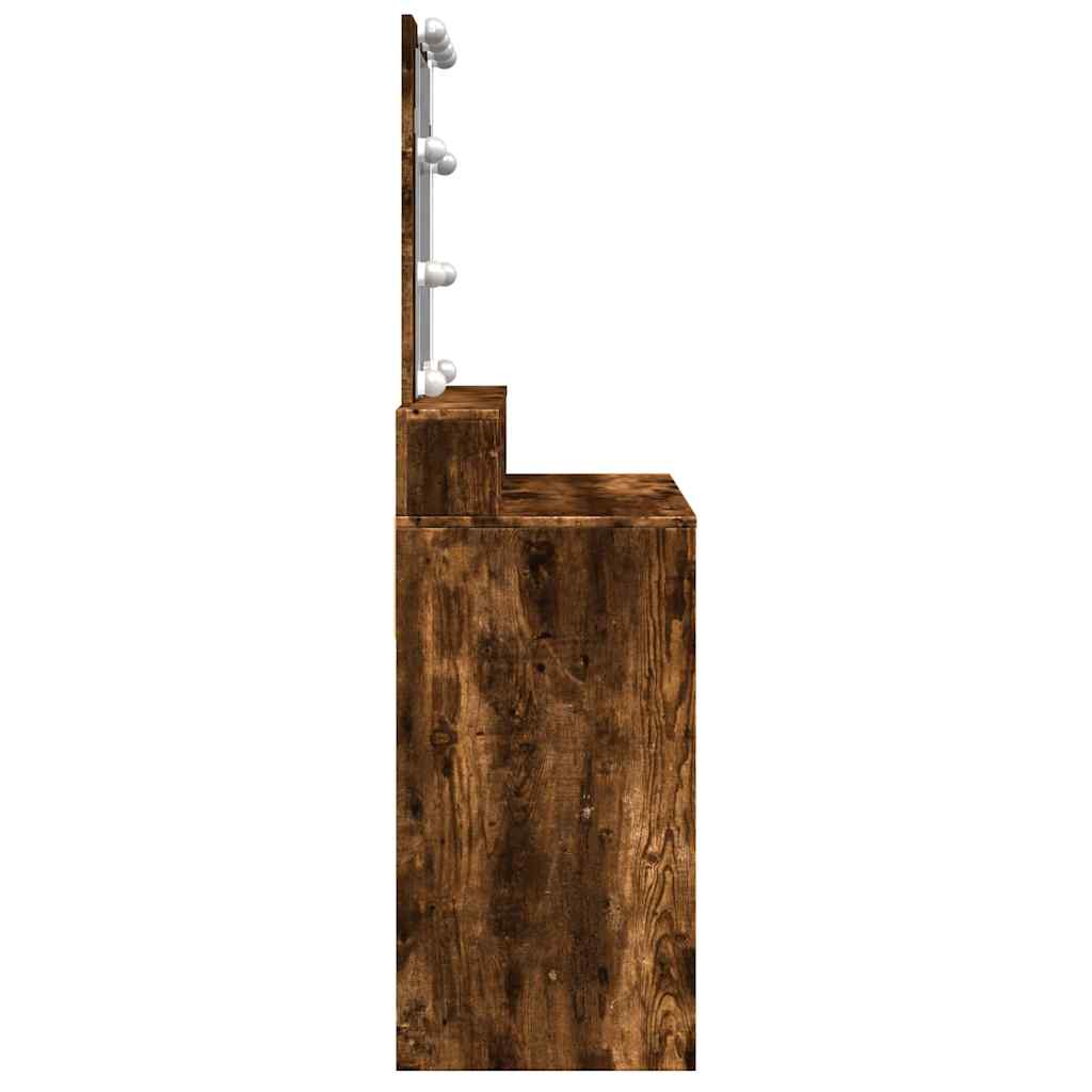 Dressing table with LED, smoked oak, 80x41x144.5cm