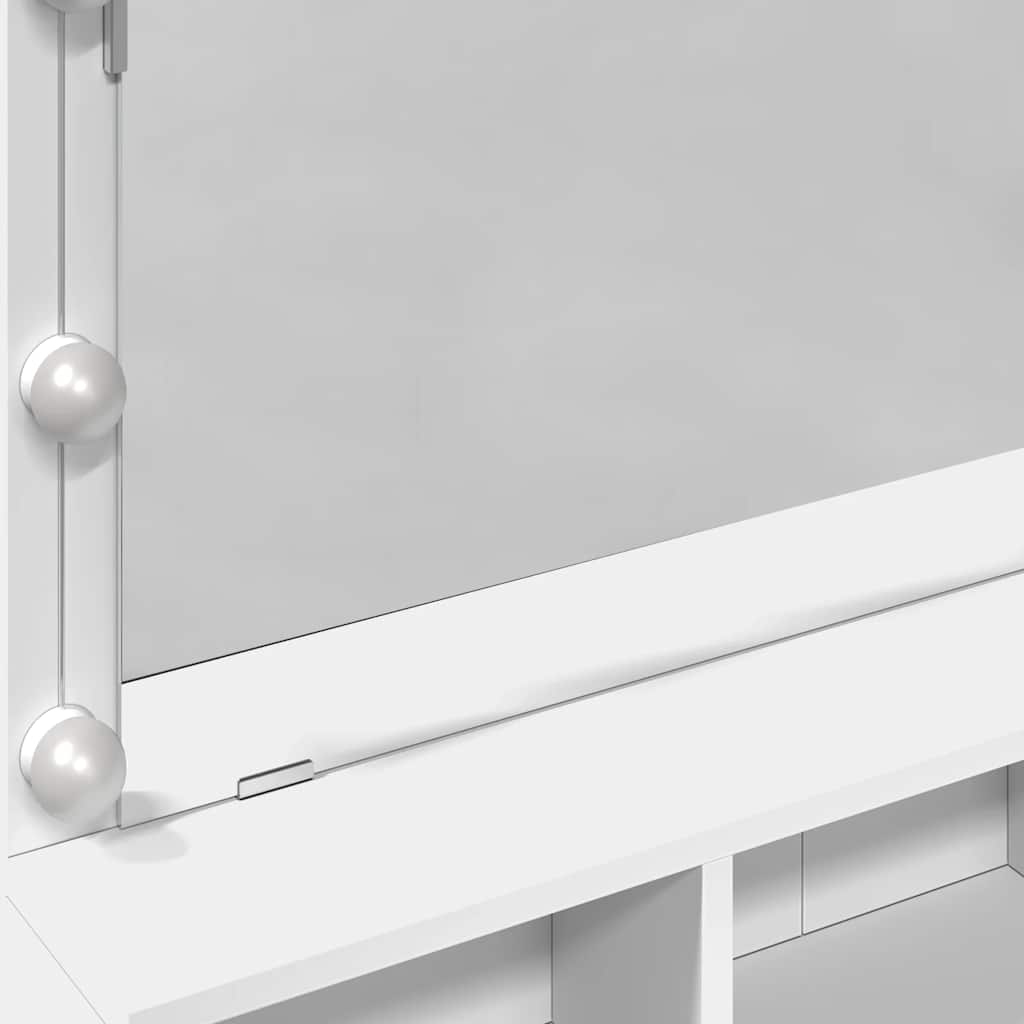Kosmetinis staliukas su LED, baltos spalvos, 80x41x134,5cm