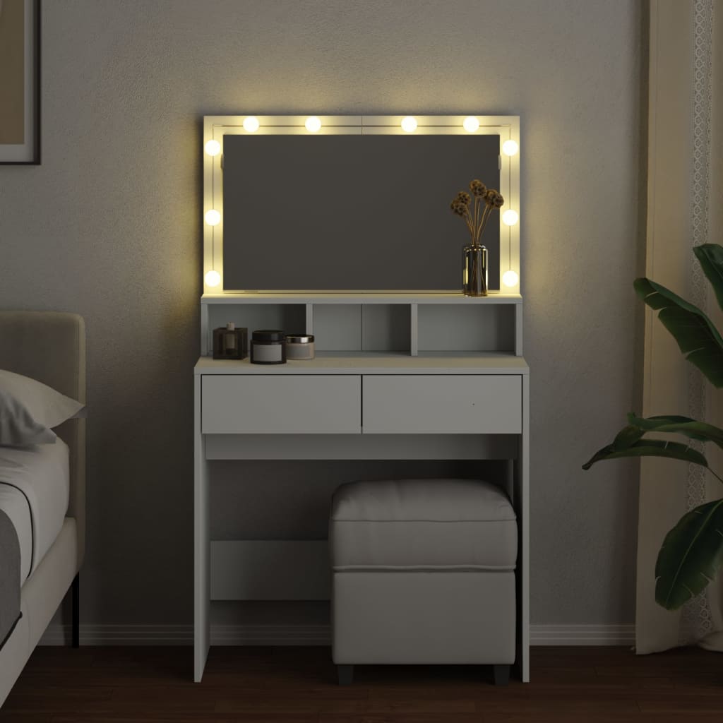 Dressing table with LED, white, 80x41x134.5cm