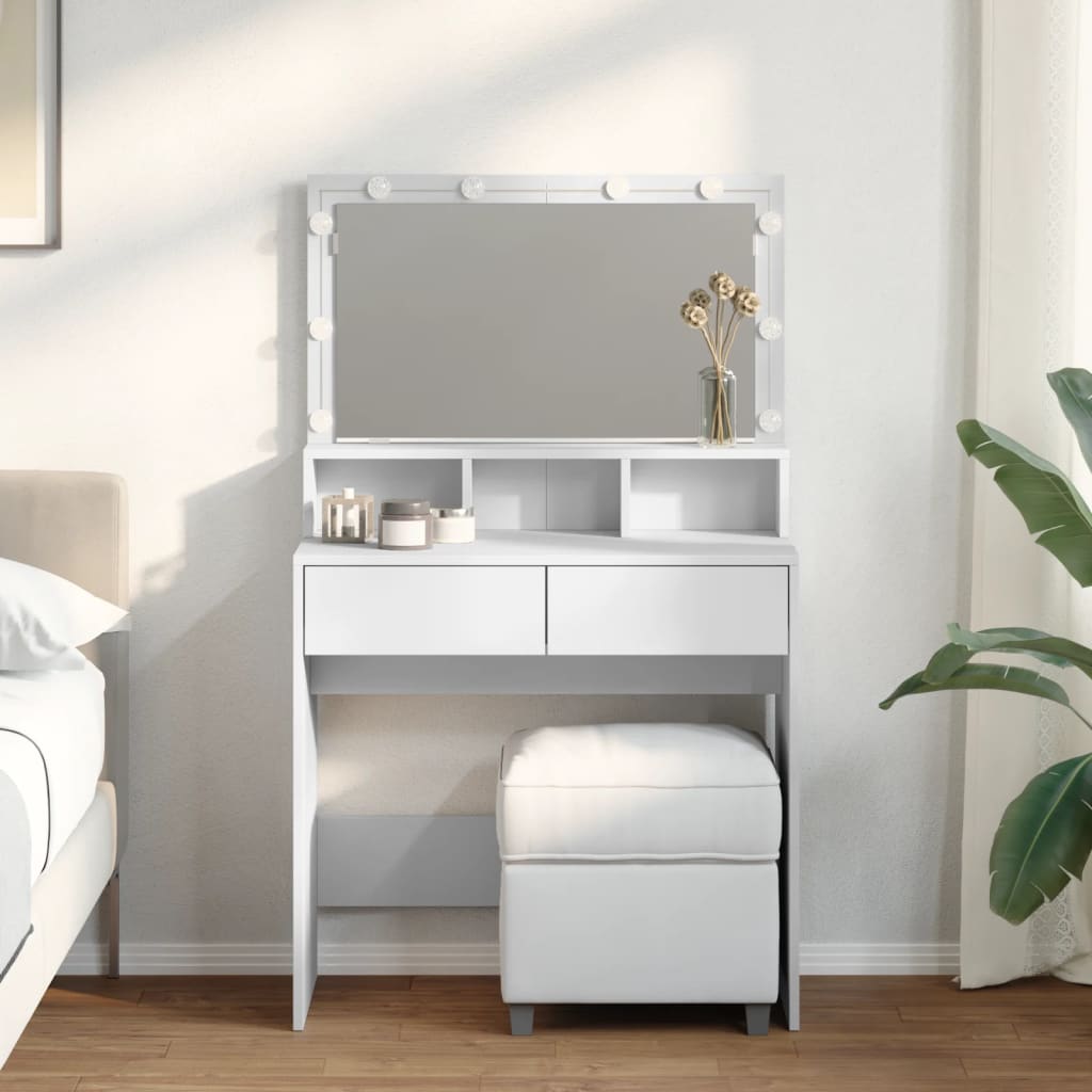 Dressing table with LED, white, 80x41x134.5cm