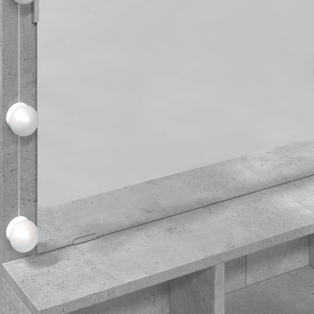 Kosmetinis staliukas su LED, betono pilkas, 80x41x134,5cm