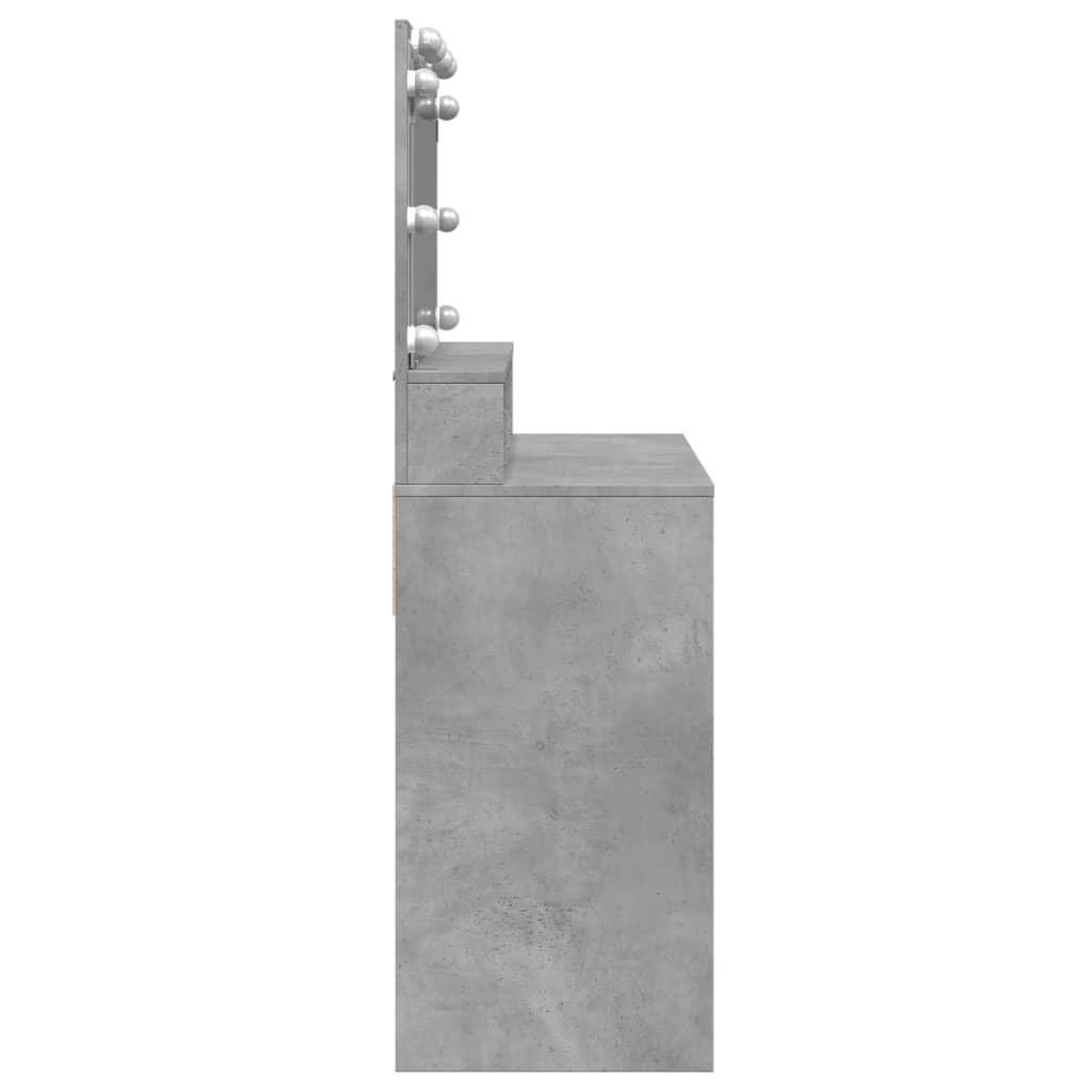 Kosmetinis staliukas su LED, betono pilkas, 80x41x134,5cm
