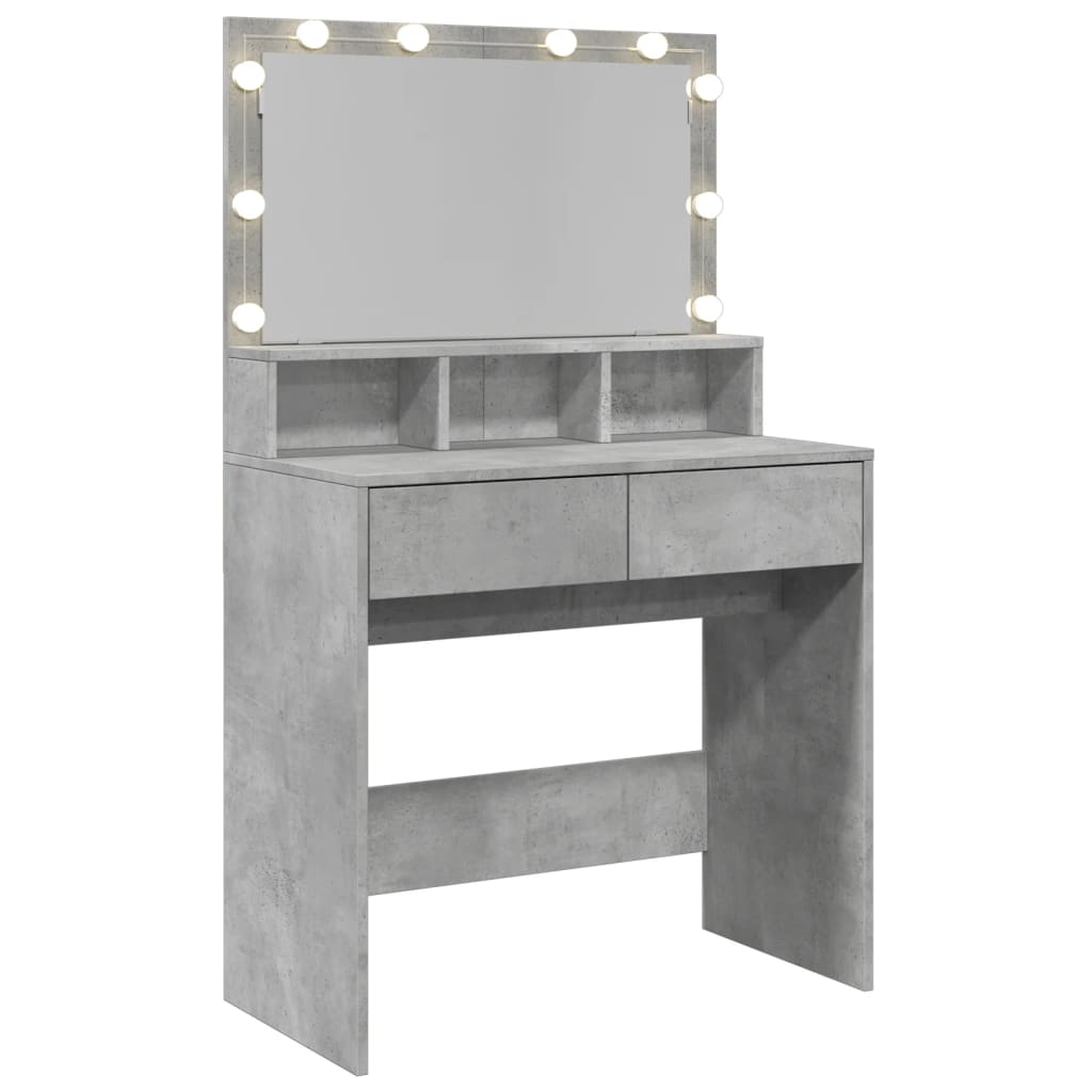Kosmetinis staliukas su LED, betono pilkas, 80x41x134,5cm