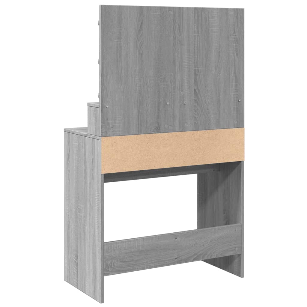 Kosmētikas galdiņš ar LED, pelēks ozols, 80x41x134,5cm