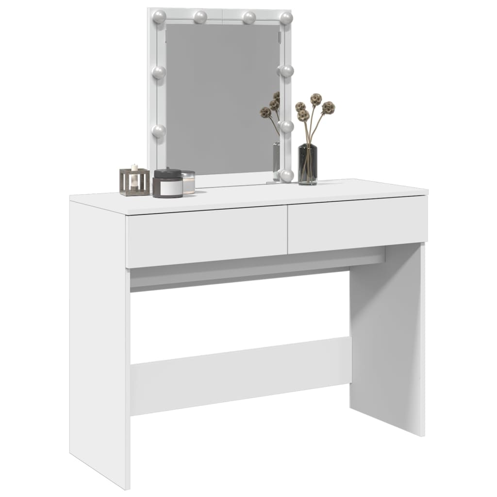 Kosmetinis staliukas su LED, baltos spalvos, 100x40x130cm