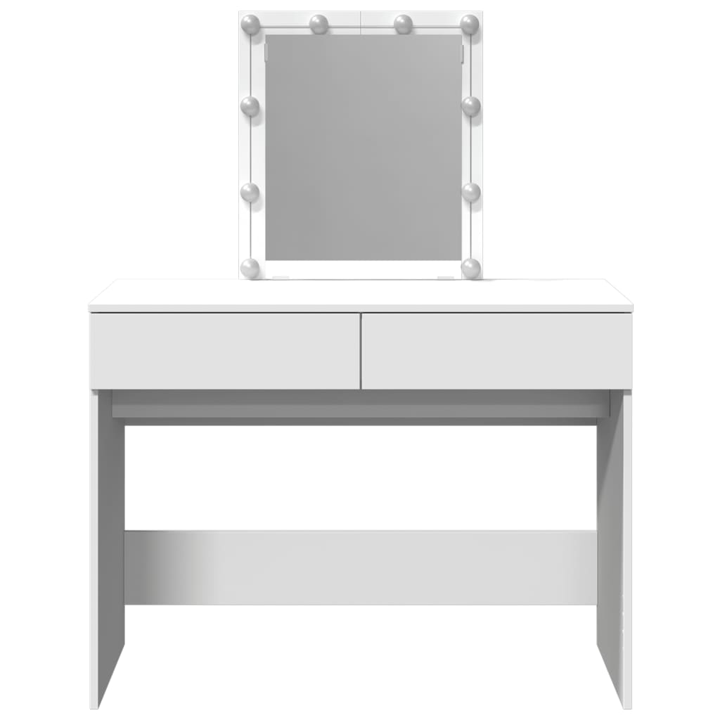 Kosmetinis staliukas su LED, baltos spalvos, 100x40x130cm